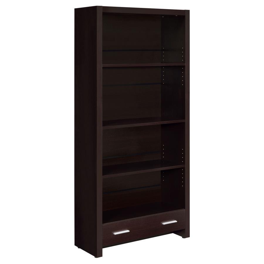 CoasterEveryday - Skylar - 5-Shelf Bookcase With Storage Drawer - Cappuccino - 5th Avenue Furniture