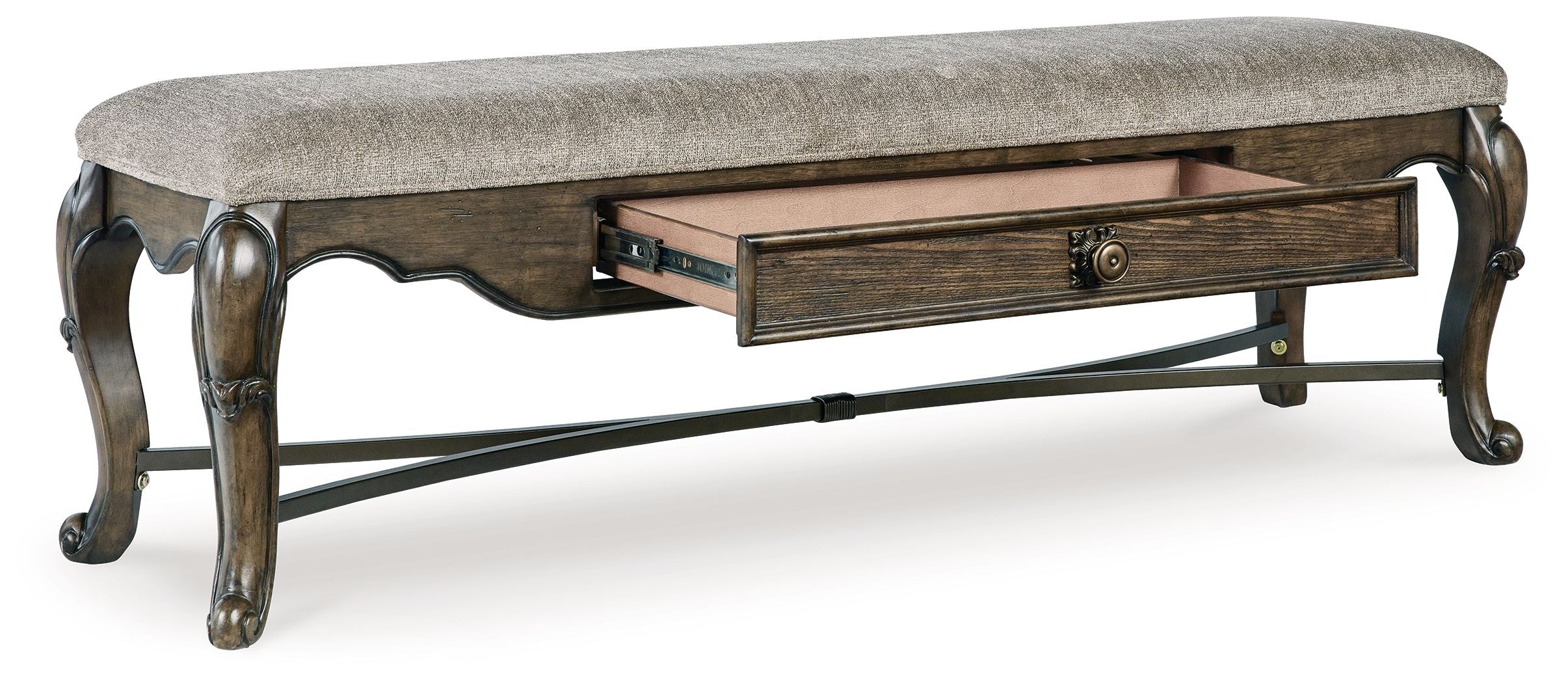 Maylee - Dark Brown - Upholstered Storage Bench - 5th Avenue Furniture