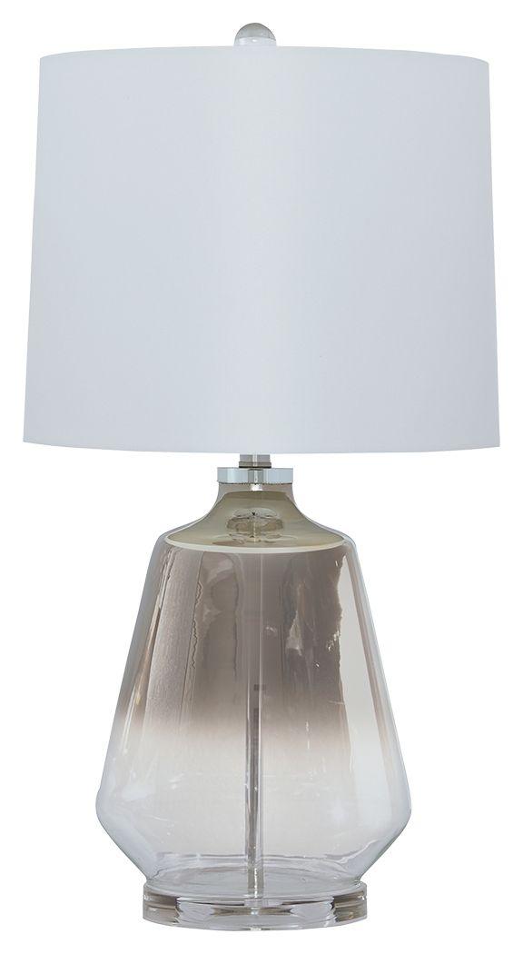 Ashley Furniture - Jaslyn - Pearl Silver Finish - Glass Table Lamp - 5th Avenue Furniture