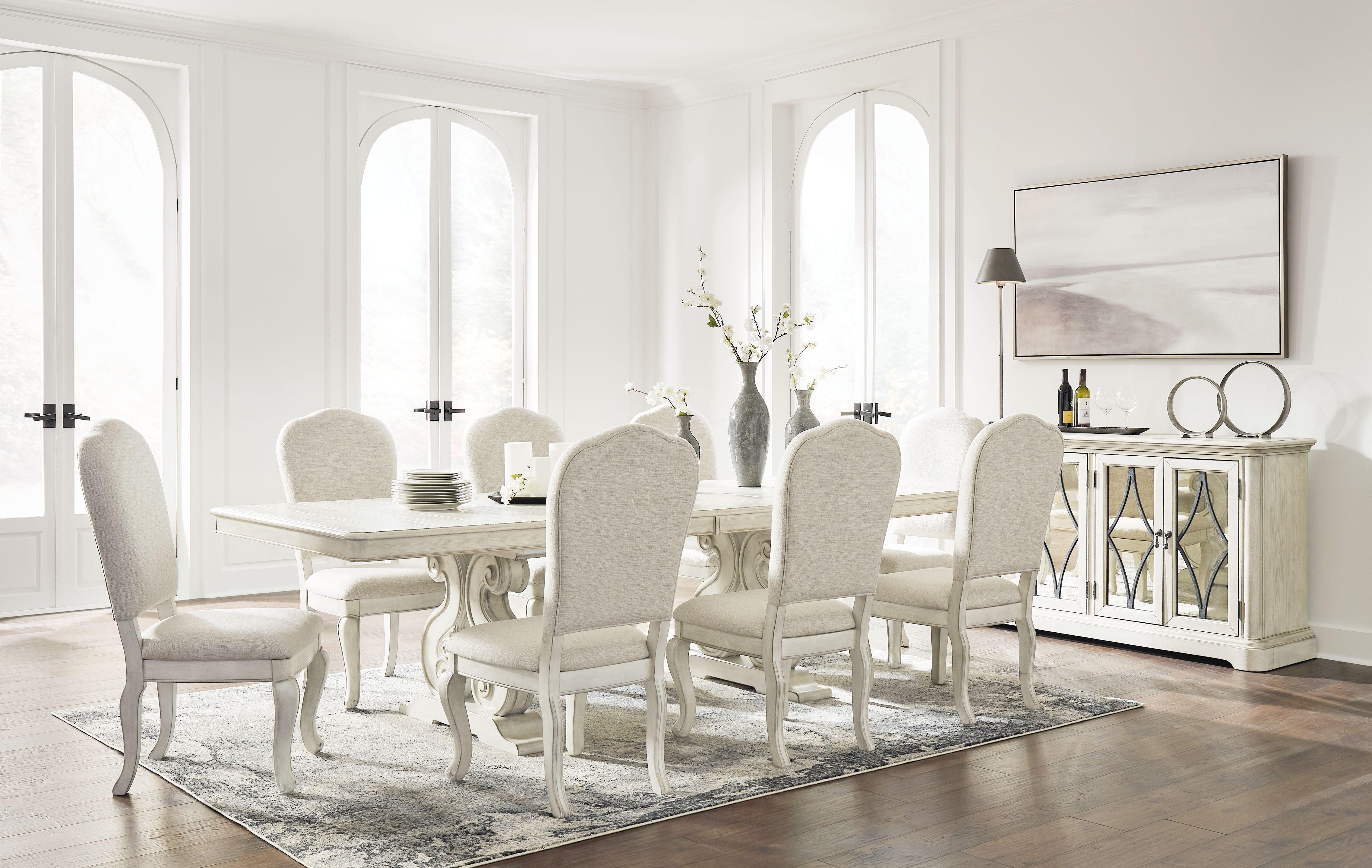 Signature Design by Ashley® - Arlendyne - Antique White - 11 Pc. - Dining Table, 8 Side Chairs, Server - 5th Avenue Furniture