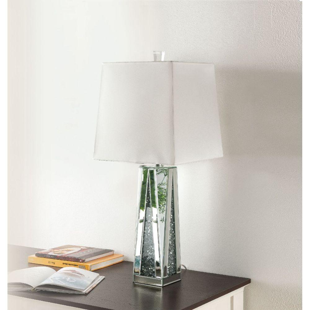ACME - Noralie - Table Lamp - Mirrored & Faux Diamonds - 35" - 5th Avenue Furniture
