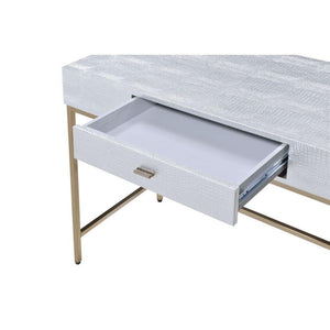 ACME - Piety - Vanity Desk - Silver PU & Champagne - 5th Avenue Furniture