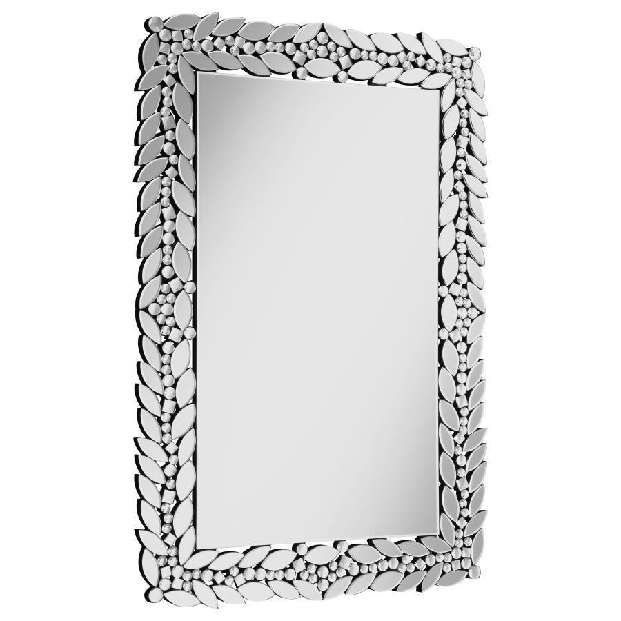 CoasterElevations - Cecily - Rectangular Leaves Frame Wall Mirror Faux Crystal - 5th Avenue Furniture