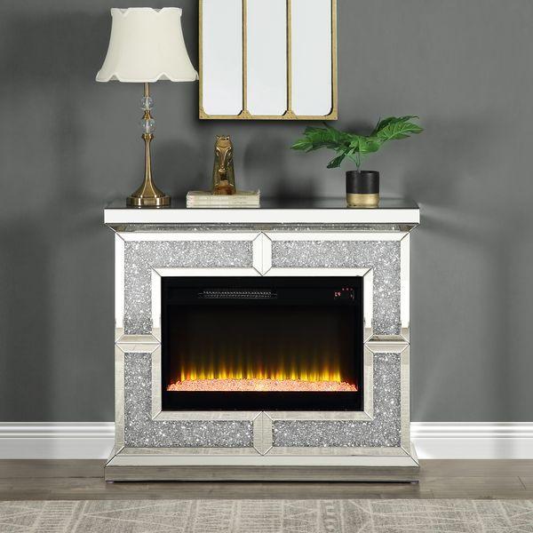 ACME - Noralie - Fireplace - Mirrored & Faux Diamonds - Wood - 5th Avenue Furniture