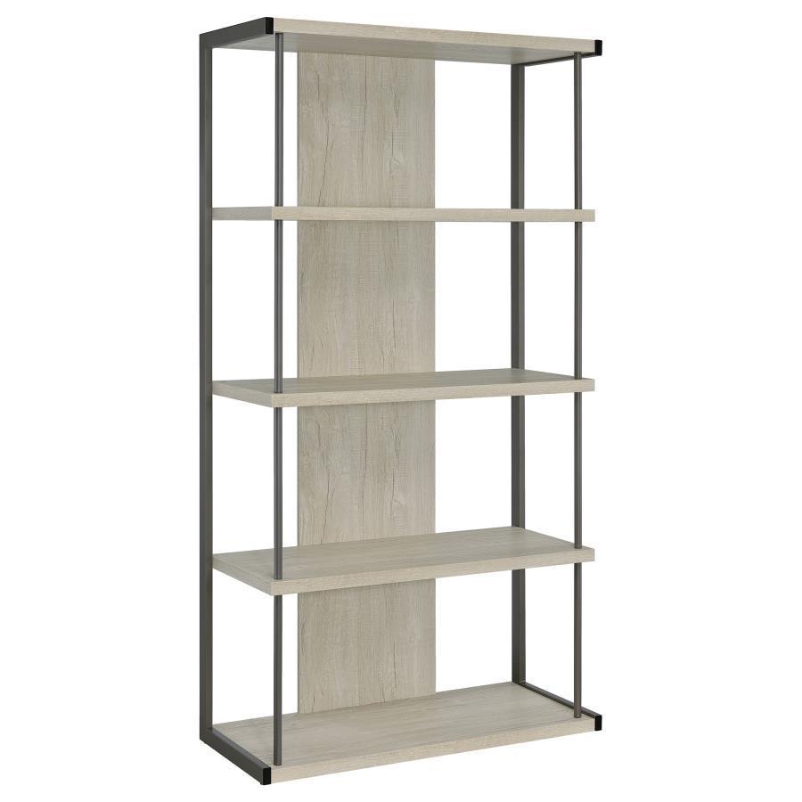 CoasterEssence - Loomis - 4-Shelf Bookcase - Whitewashed Gray - Wood - 5th Avenue Furniture