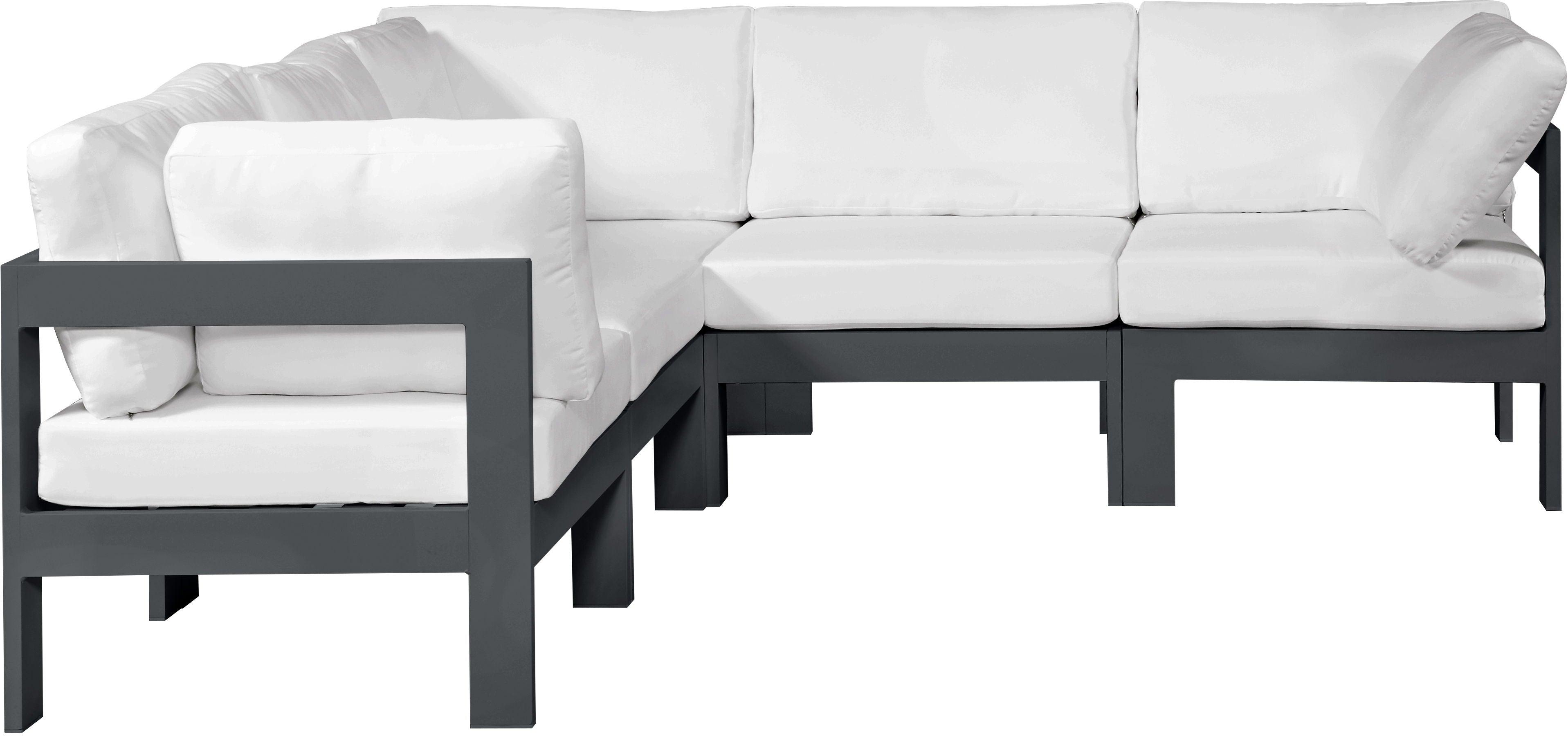 Meridian Furniture - Nizuc - Outdoor Patio Modular Sectional 5 Piece - White - 5th Avenue Furniture
