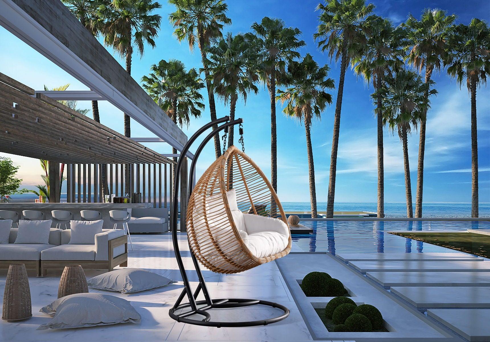 Meridian Furniture - Tarzan - Outdoor Patio Swing Chair - Light Brown - 53.5" Length - 5th Avenue Furniture