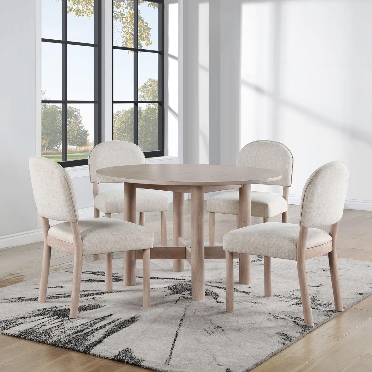 Steve Silver Furniture - Gabby - Round 5 Piece Dining Set (Round Table, 4 Side Chairs) - Light Brown - 5th Avenue Furniture