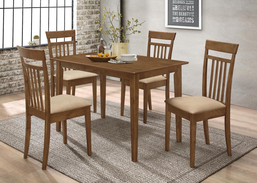 CoasterEveryday - Robles - 5 Piece Dining Set - Chestnut And Tan - 5th Avenue Furniture