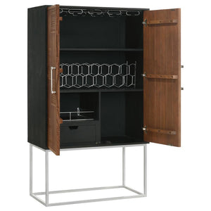 Coaster Fine Furniture - Borman - 2-Door Bar Cabinet Wine Storage - Walnut And Black - 5th Avenue Furniture