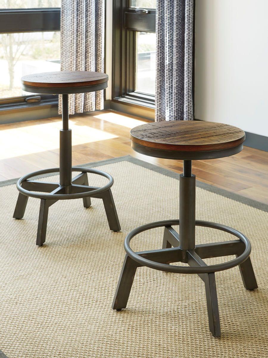 Signature Design by Ashley® - Torjin - Dark Brown - 3 Pc. - Long Counter Table, 2 Stools - 5th Avenue Furniture