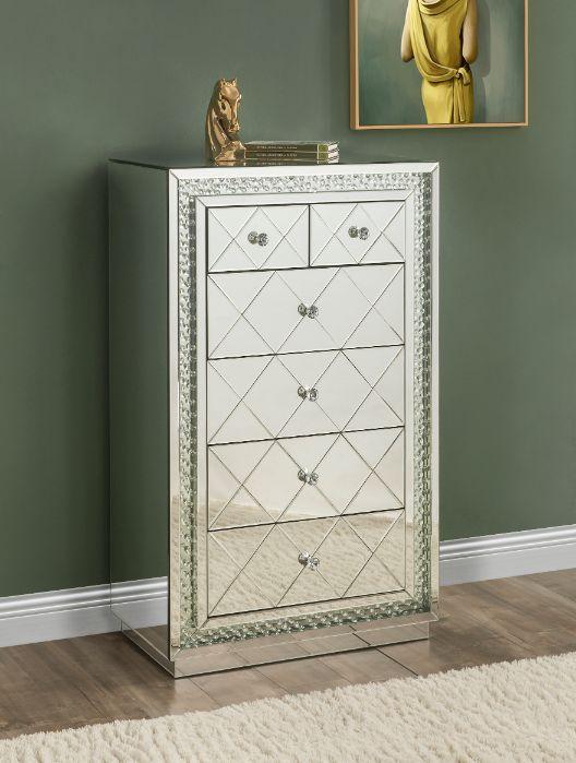 ACME - Nysa - Cabinet - Mirrored & Faux Crystals Inlay - 5th Avenue Furniture