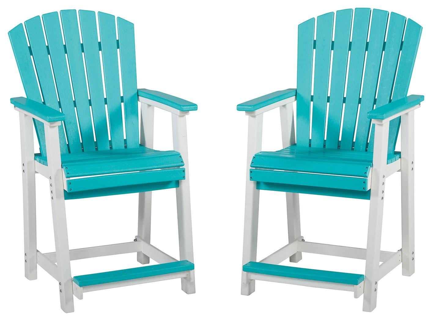 Ashley Furniture - Eisely - Turquoise / White - Barstool (Set of 2) - 5th Avenue Furniture