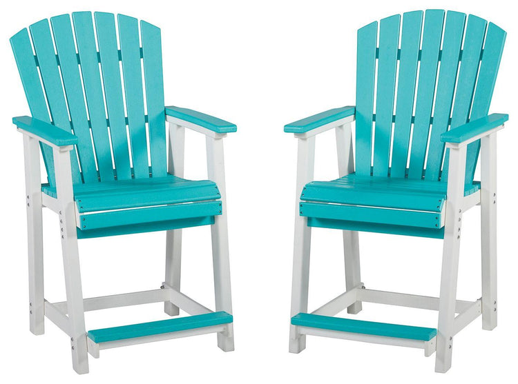 Ashley Furniture - Eisely - Turquoise / White - Barstool (Set of 2) - 5th Avenue Furniture