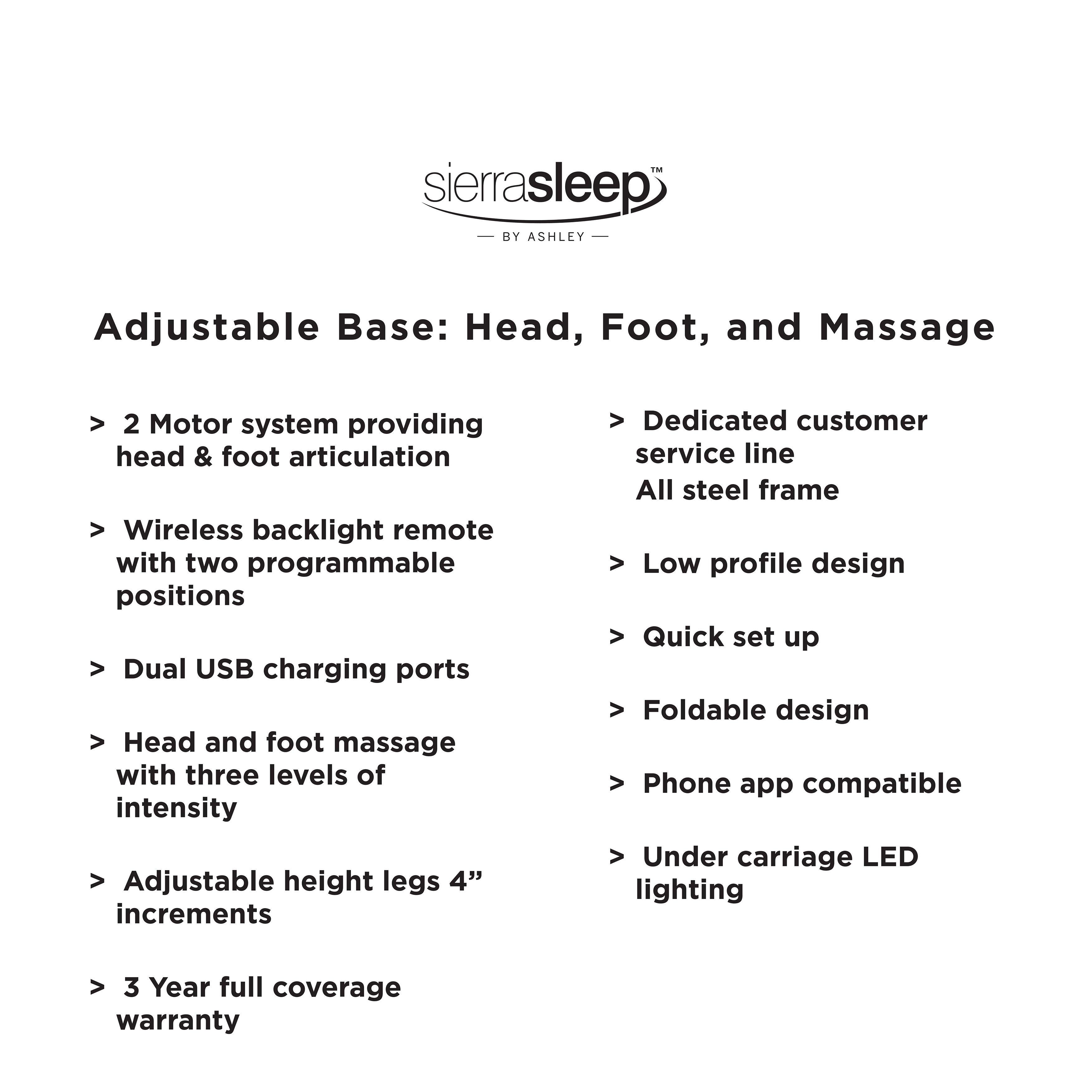 Ashley Sleep® - 12 Inch Ashley Hybrid - Head-foot Model Better Adjustable Massager Base And Mattress - 5th Avenue Furniture