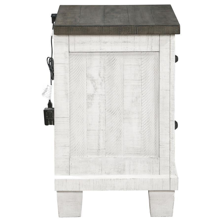 Coaster Fine Furniture - Lilith - 2-Drawer Nightstand - Distressed Gray And White - 5th Avenue Furniture