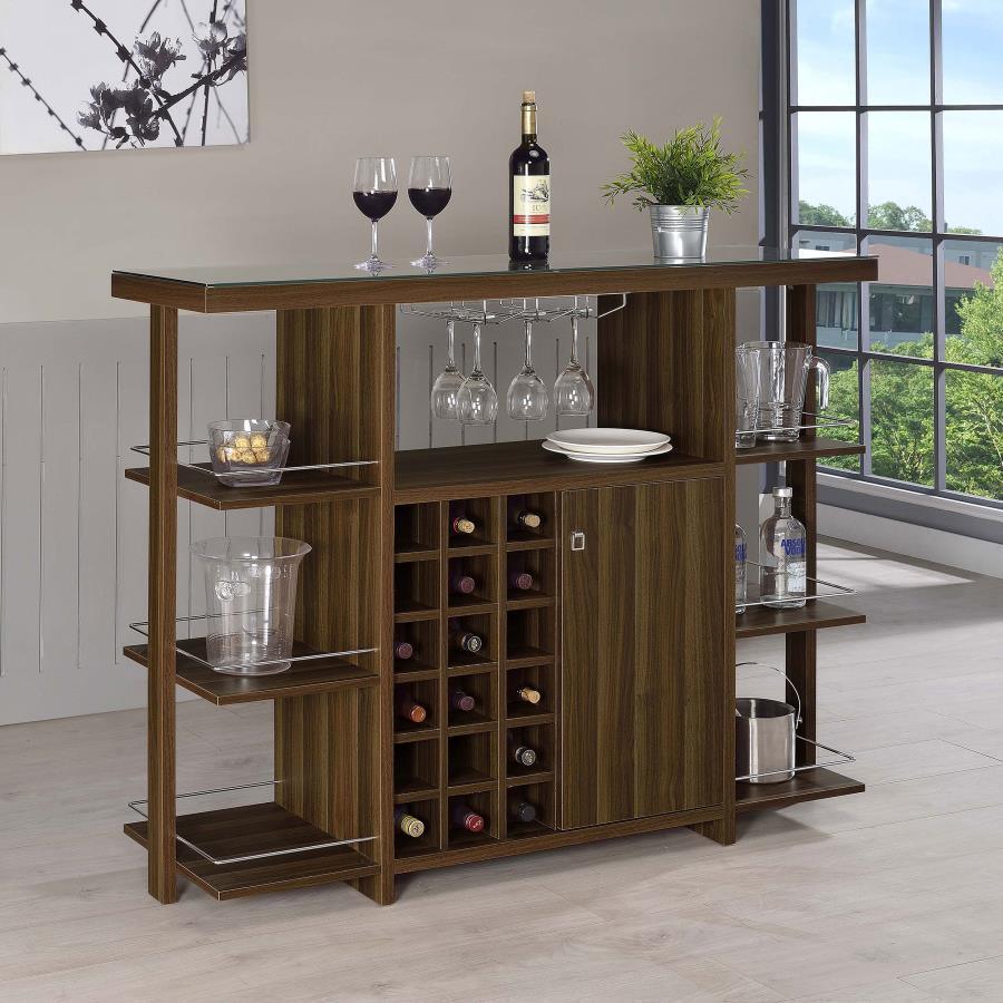 CoasterEveryday - Evelio - Bar Unit With Wine Bottle Storage - Walnut - 5th Avenue Furniture