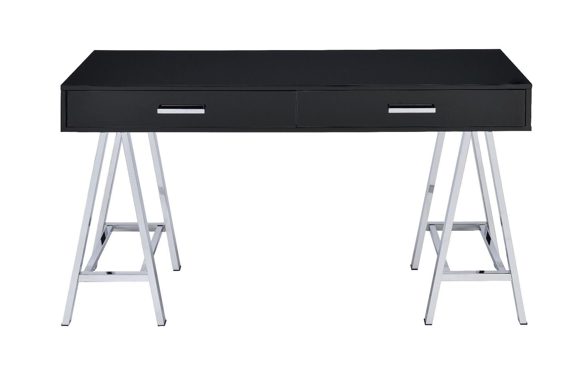 ACME - Coleen - Desk - Black High Gloss & Chrome Finish - 5th Avenue Furniture