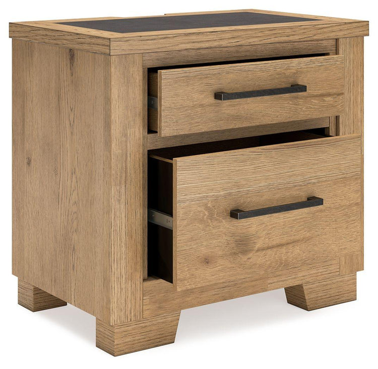 Signature Design by Ashley® - Galliden - Light Brown - Two Drawer Night Stand - 5th Avenue Furniture