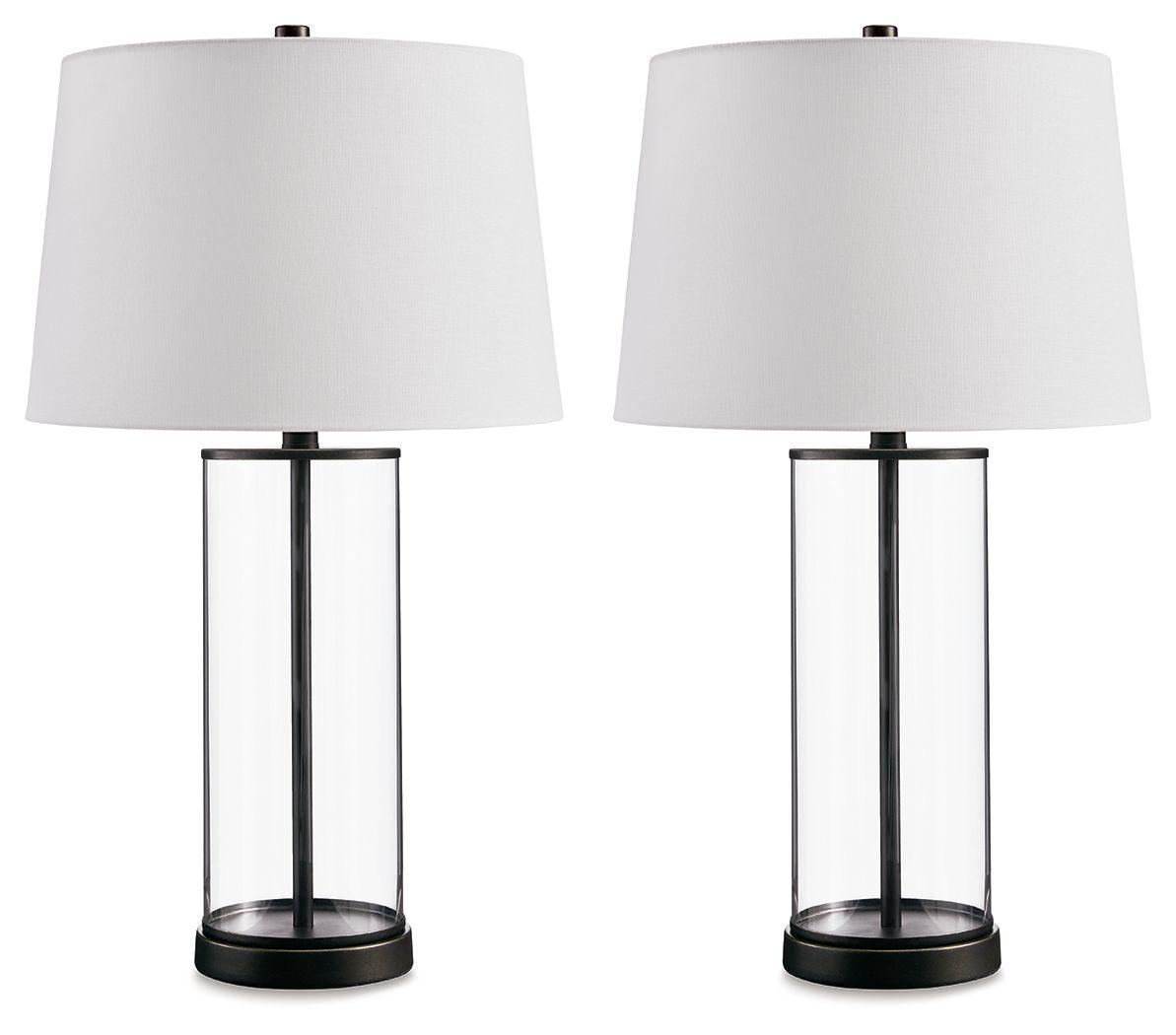 Signature Design by Ashley® - Wilmburgh - Clear / Bronze Finish - Glass Table Lamp (Set of 2) - 5th Avenue Furniture