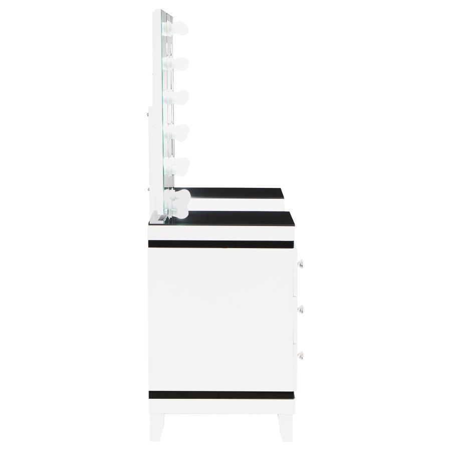 Coaster Fine Furniture - Talei - 6-Drawer Vanity Set With Hollywood Lighting - Black And White - 5th Avenue Furniture