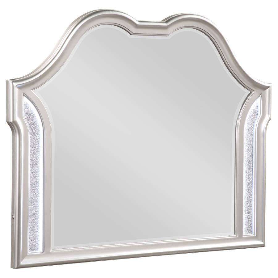 CoasterElevations - Evangeline - Camel Top Dresser Mirror Silver Oak - 5th Avenue Furniture