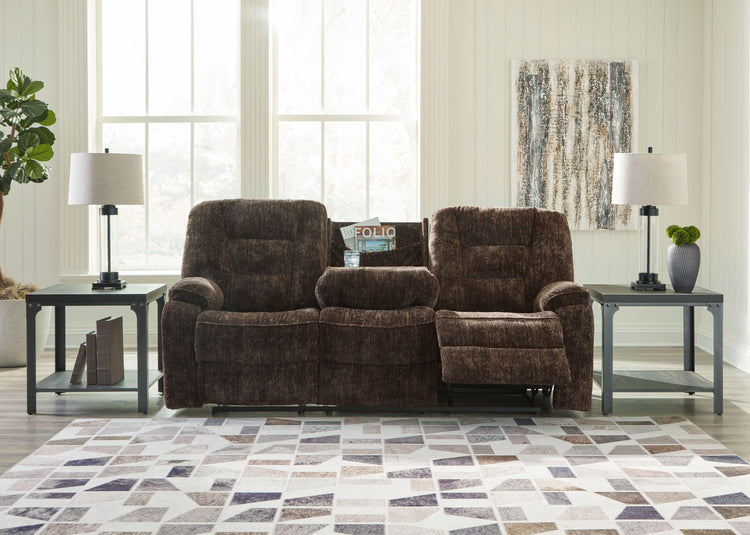 Signature Design by Ashley® - Soundwave - Reclining Sofa W/Drop Down Table - 5th Avenue Furniture