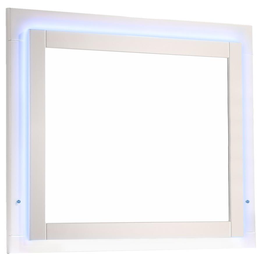 CoasterEssence - Felicity - Dresser Mirror With Led Light - Glossy White - 5th Avenue Furniture