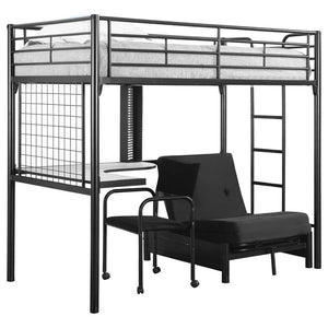 CoasterEssence - Jenner - Twin Futon Workstation Loft Bed - Black - 5th Avenue Furniture