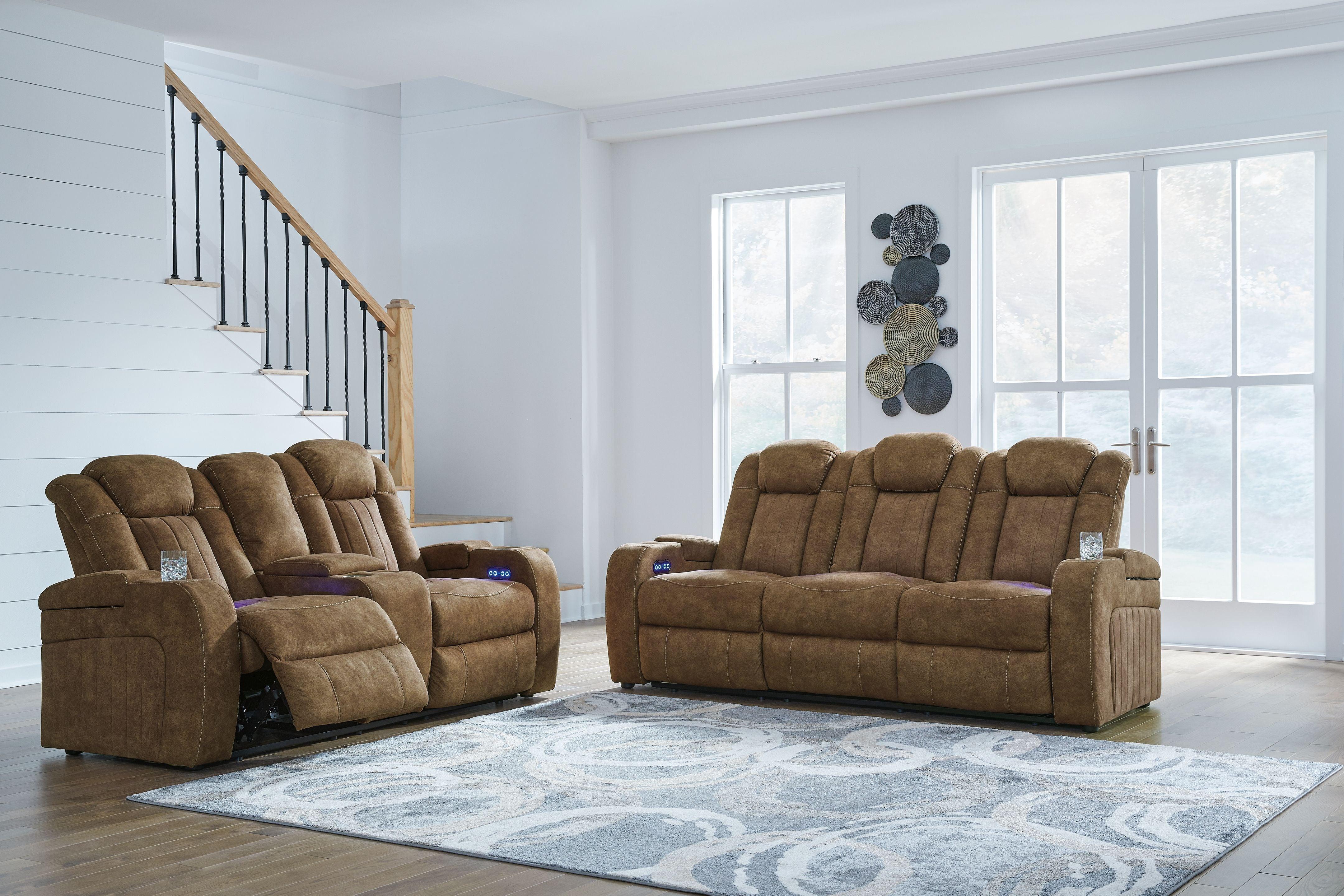 Signature Design by Ashley® - Wolfridge - Brindle - 2 Pc. - Power Reclining Sofa, Power Reclining Loveseat With Console - 5th Avenue Furniture