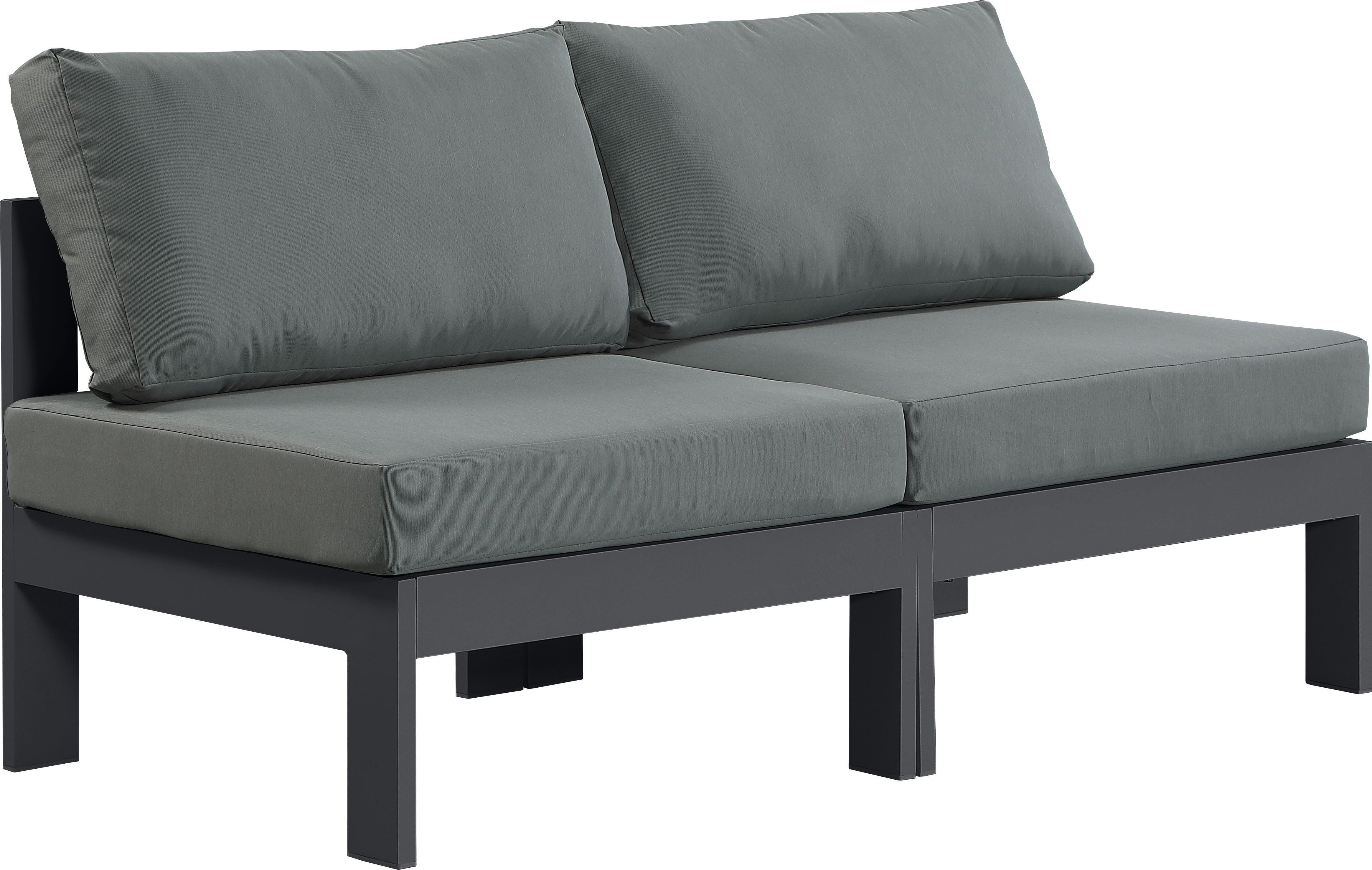 Meridian Furniture - Nizuc - Outdoor Patio Modular Sofa 2 Seats - Grey - Fabric - 5th Avenue Furniture