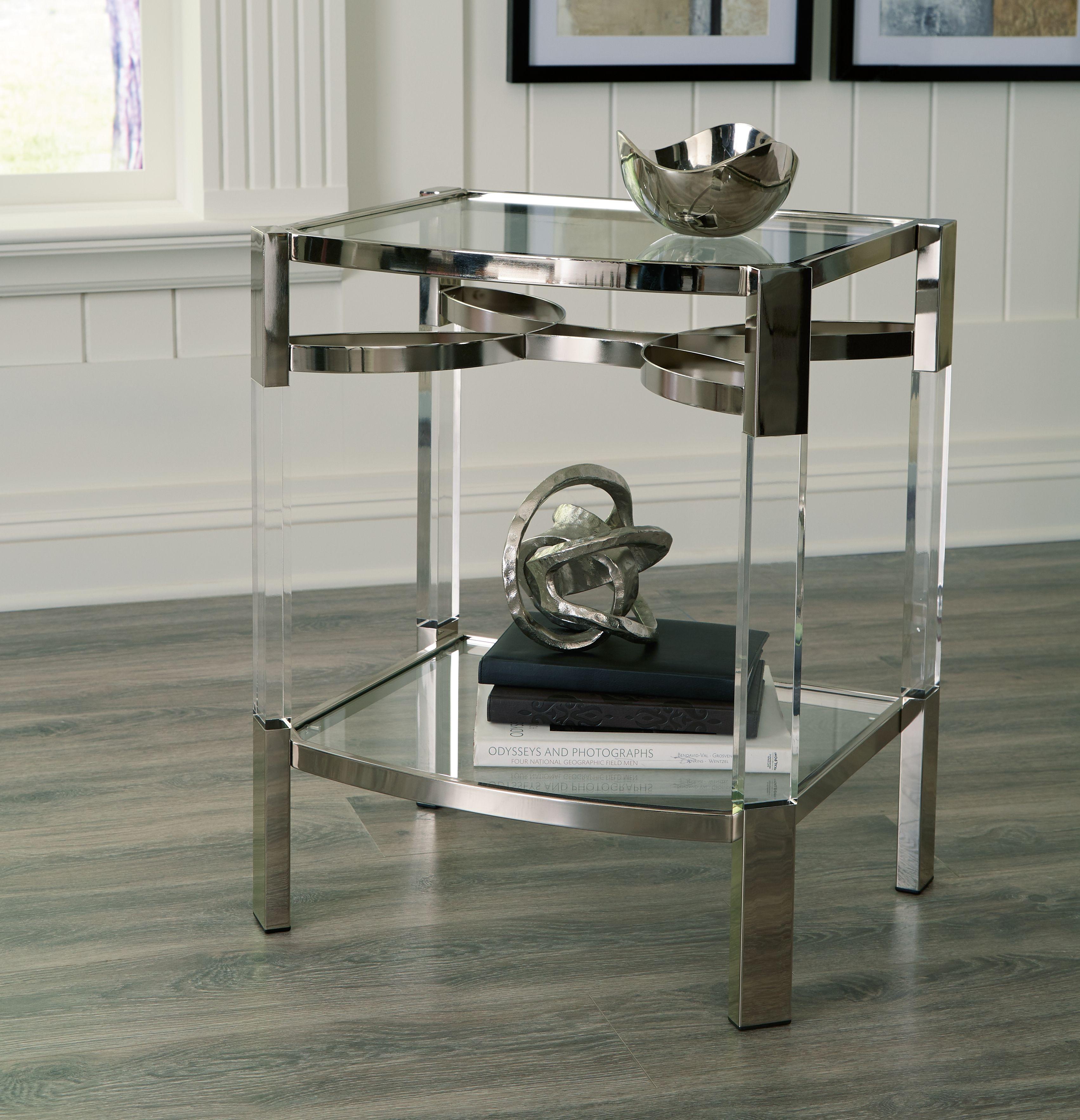 Ashley Furniture - Chaseton - Clear / Silver Finish - Accent Table - 5th Avenue Furniture