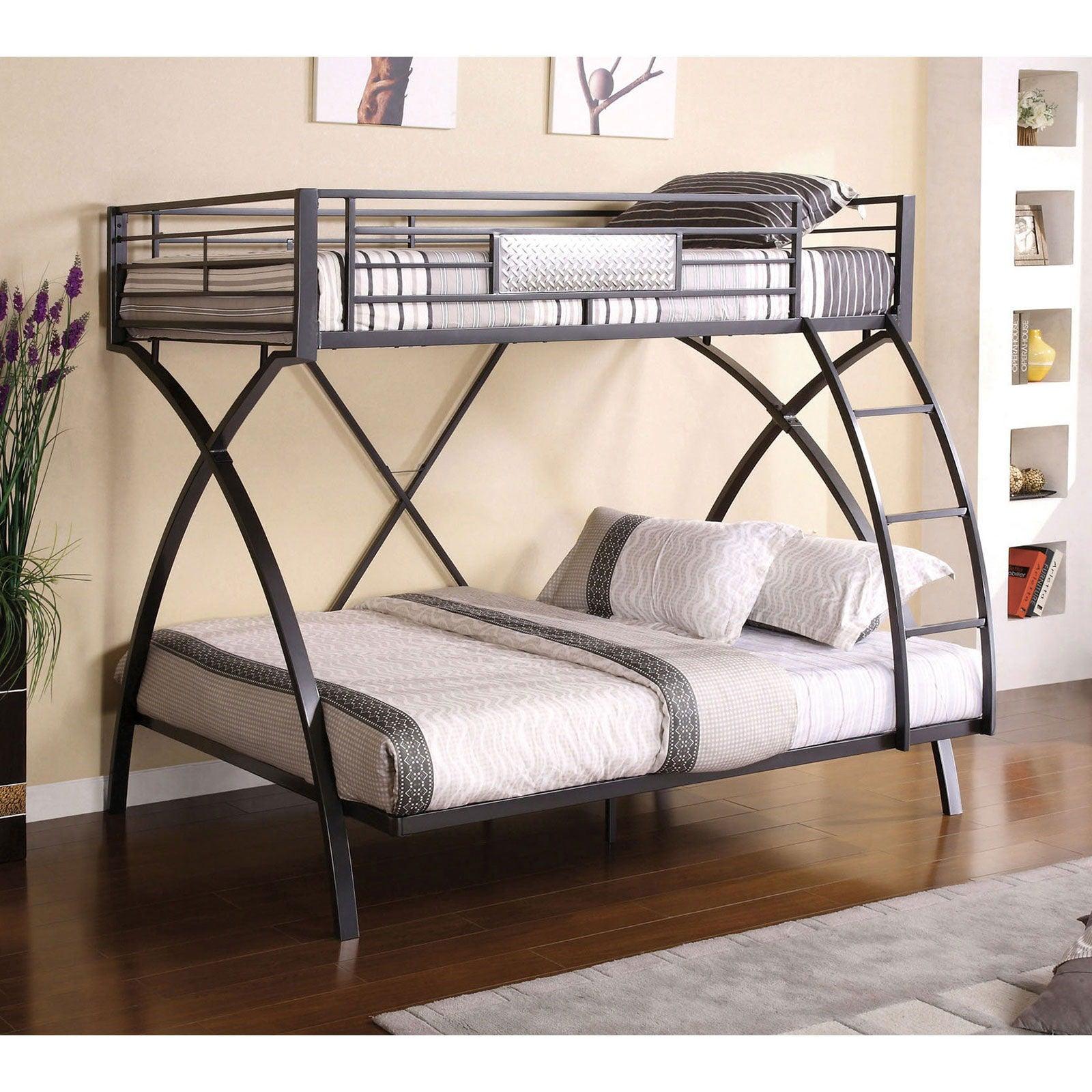 Furniture of America - Apollo - Twin Over Full Bunk Bed - Gun Metal - 5th Avenue Furniture