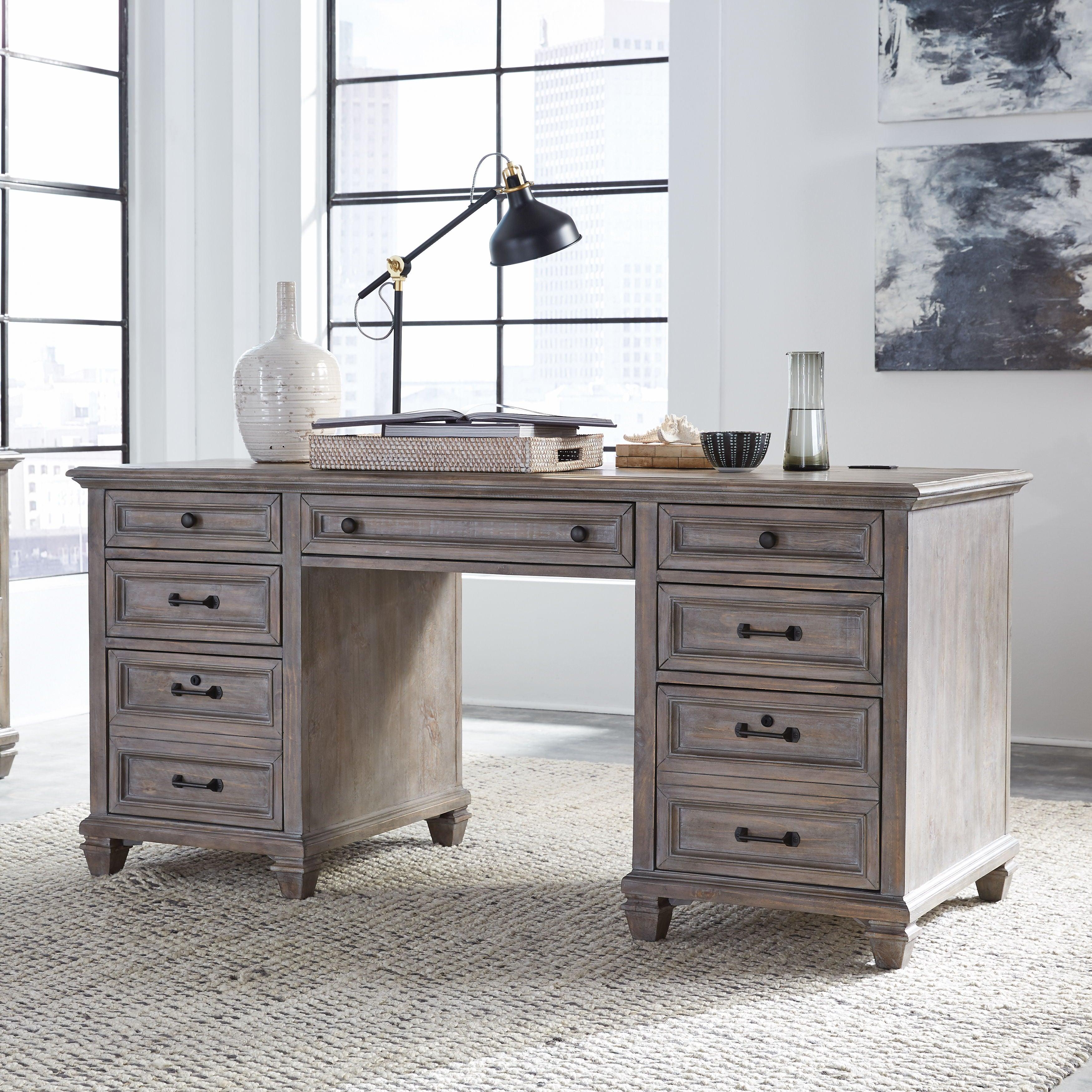 Magnussen Furniture - Lancaster - Executive Desk - Dove Tail Grey - 5th Avenue Furniture