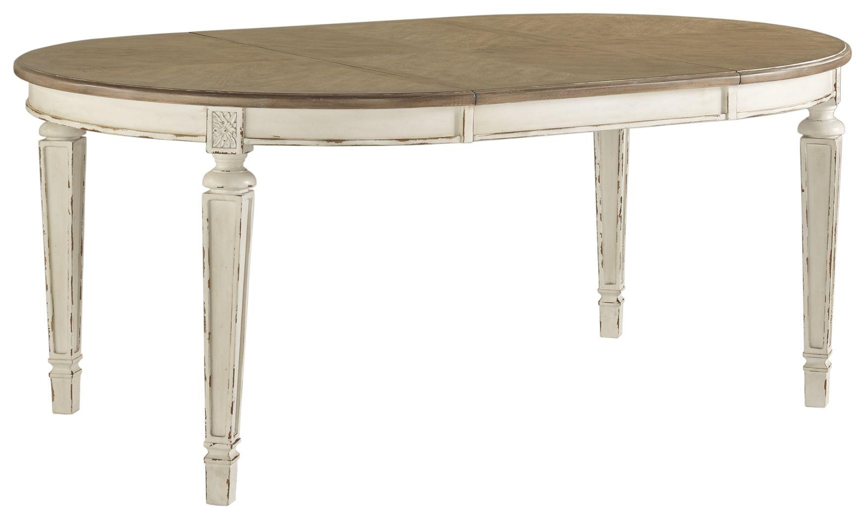 Ashley Furniture - Realyn - Chipped White - Oval Dining Room Extension Table - 5th Avenue Furniture