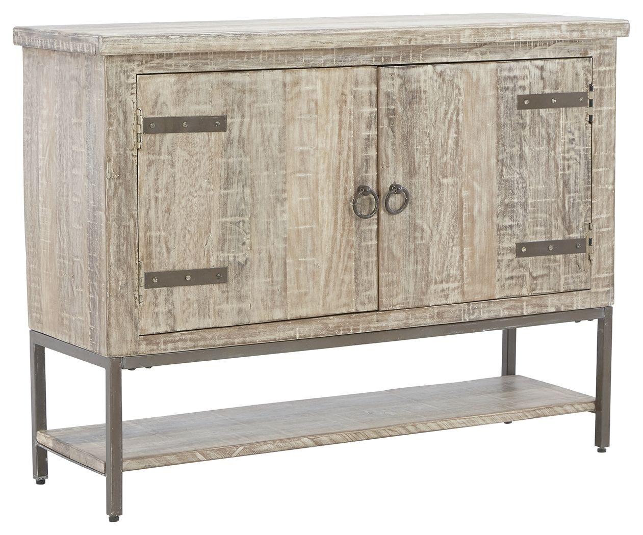 Ashley Furniture - Laddford - Whitewash - Accent Cabinet - 2-shelves - 5th Avenue Furniture