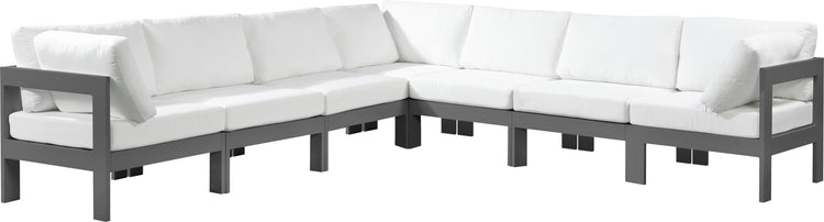 Meridian Furniture - Nizuc - Outdoor Patio Modular Sectional 7 Piece - White - 5th Avenue Furniture