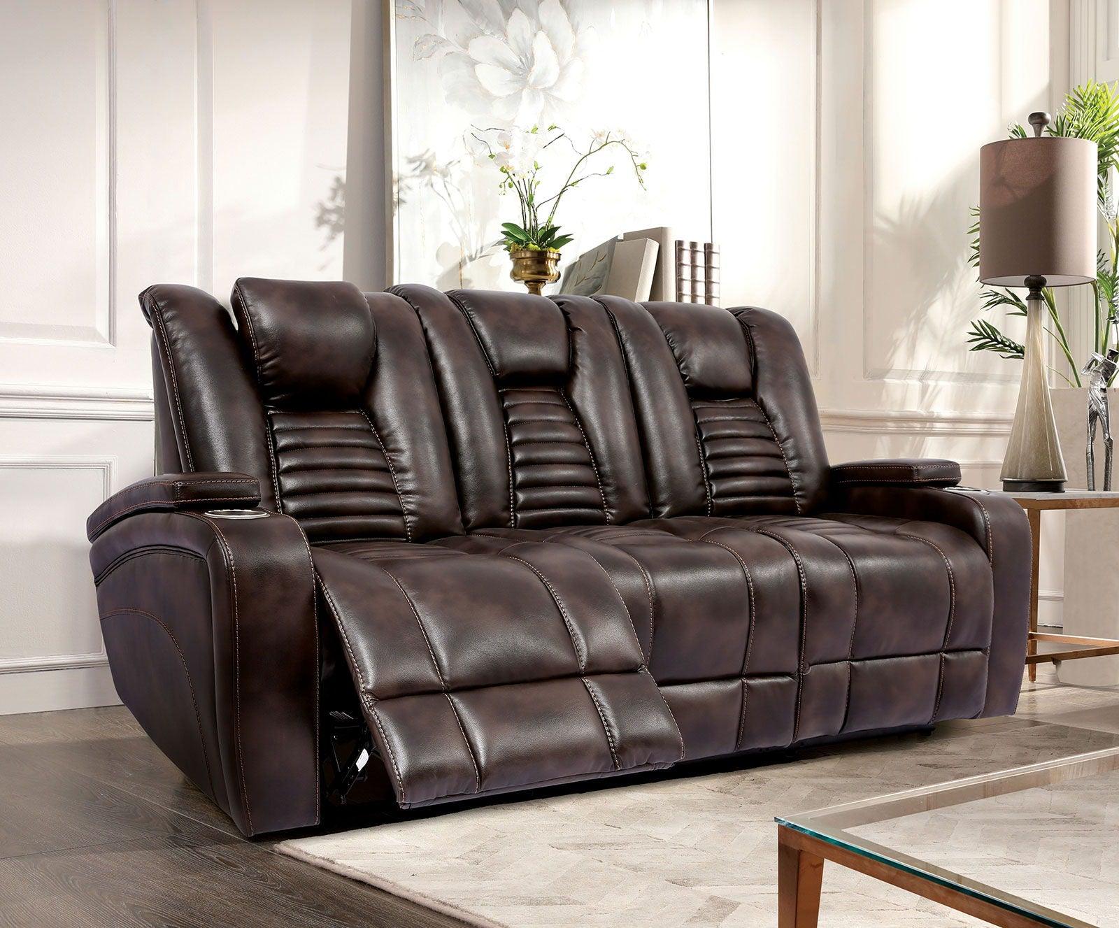 Furniture of America - Abrielle - Dual Power Sofa - Dark Brown - 5th Avenue Furniture