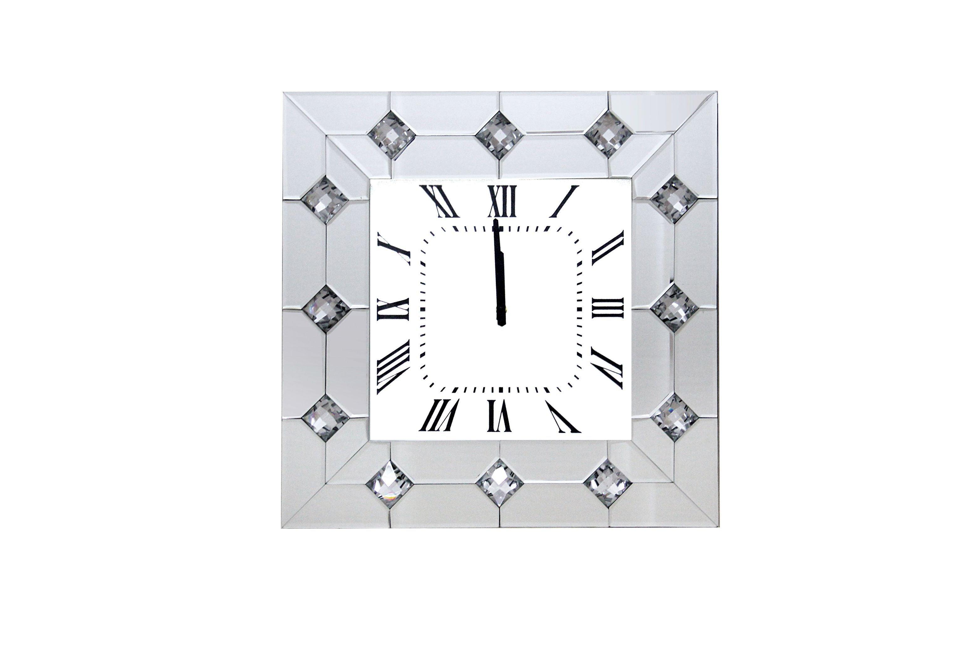 ACME - Hessa - Wall Clock - Mirrored & Faux Rhinestones - 5th Avenue Furniture