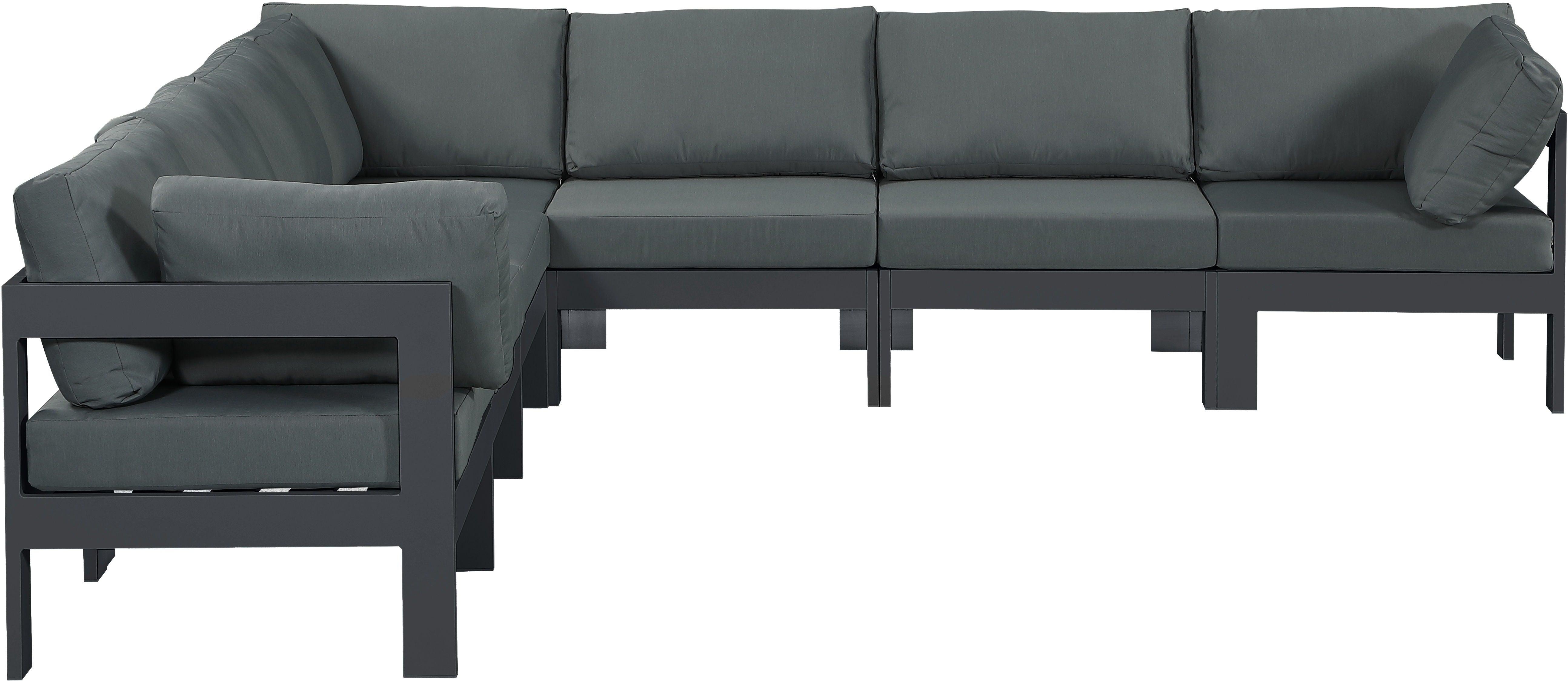 Meridian Furniture - Nizuc - Outdoor Patio Modular Sectional 7 Piece - Gray Dark - Fabric - 5th Avenue Furniture