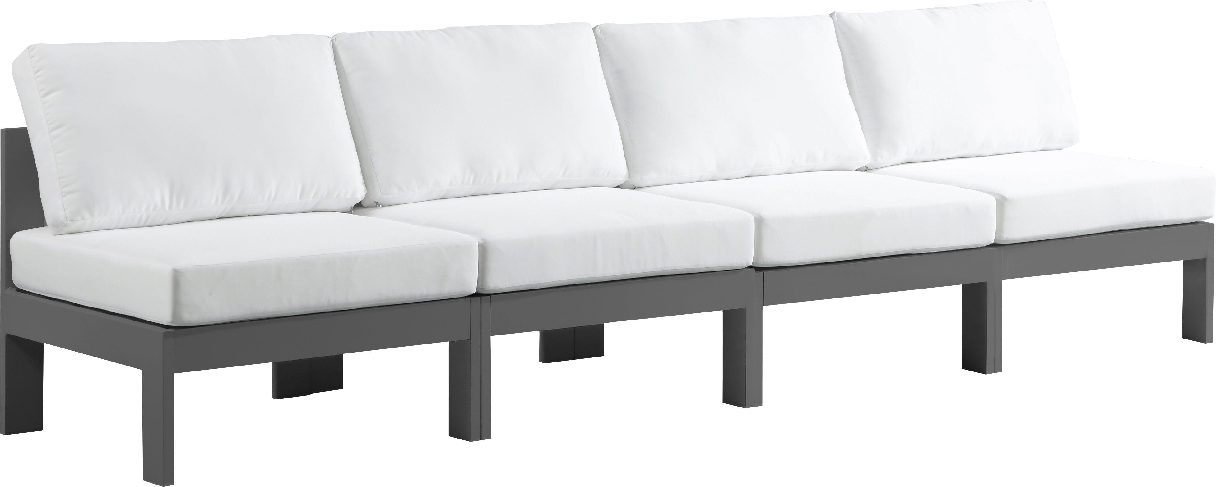 Meridian Furniture - Nizuc - Outdoor Patio Modular Sofa 4 Seats - White - Modern & Contemporary - 5th Avenue Furniture