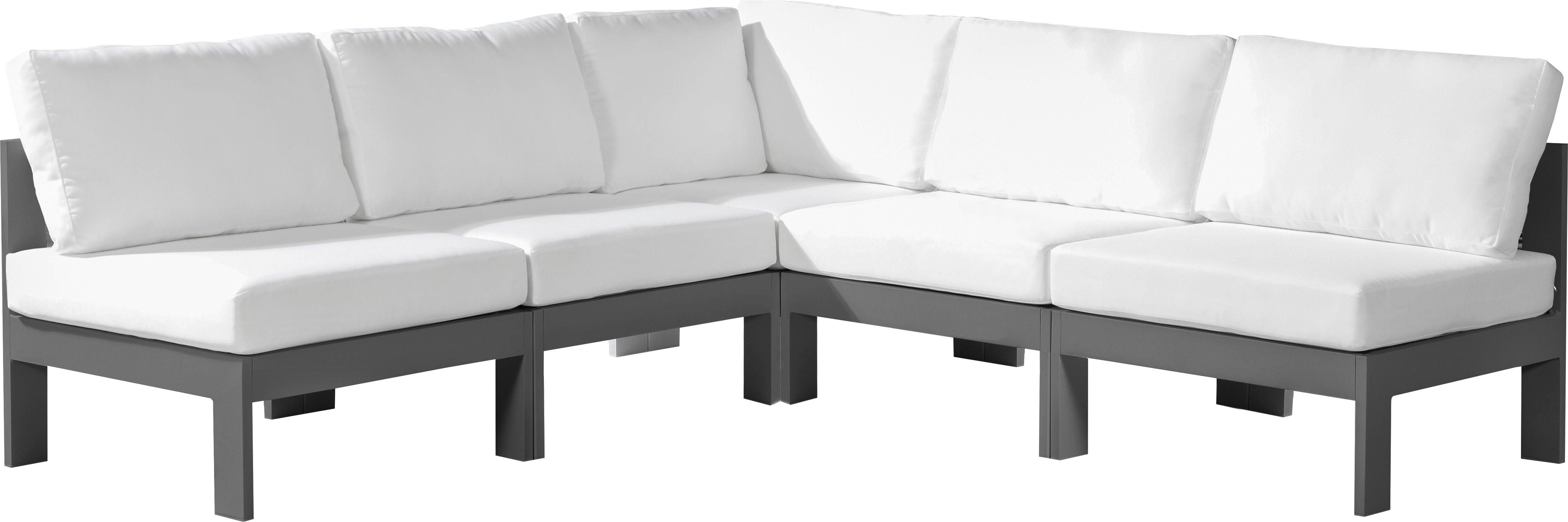 Meridian Furniture - Nizuc - Outdoor Patio Modular Sectional 5 Piece - White - Fabric - 5th Avenue Furniture