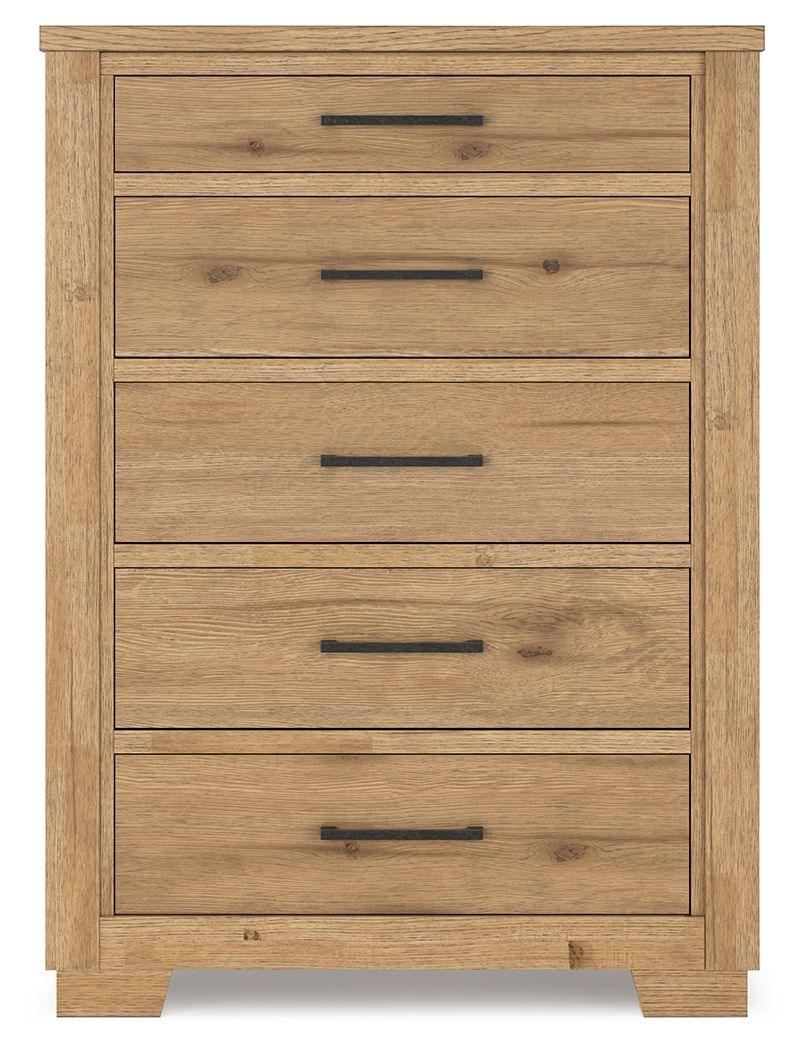 Signature Design by Ashley® - Galliden - Light Brown - Five Drawer Chest - 5th Avenue Furniture