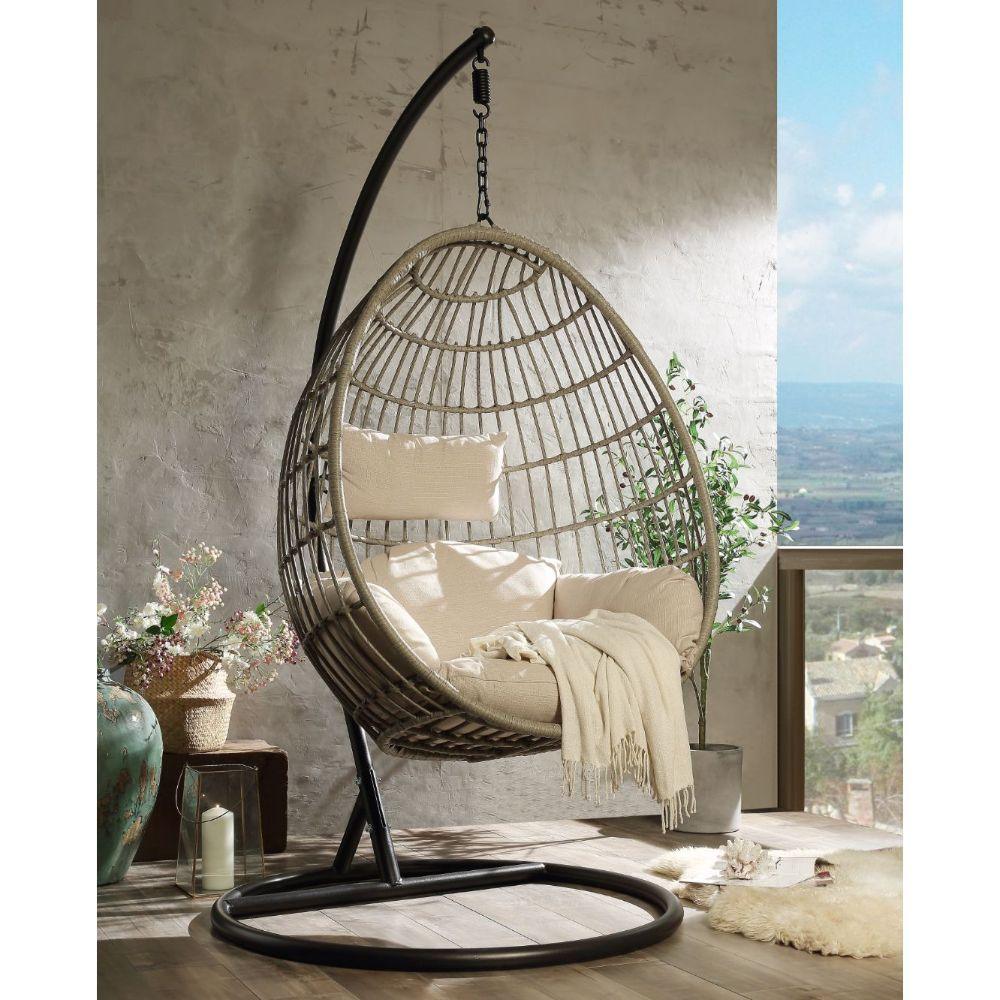 ACME - Vasant - Patio Swing Chair - Beige - 5th Avenue Furniture