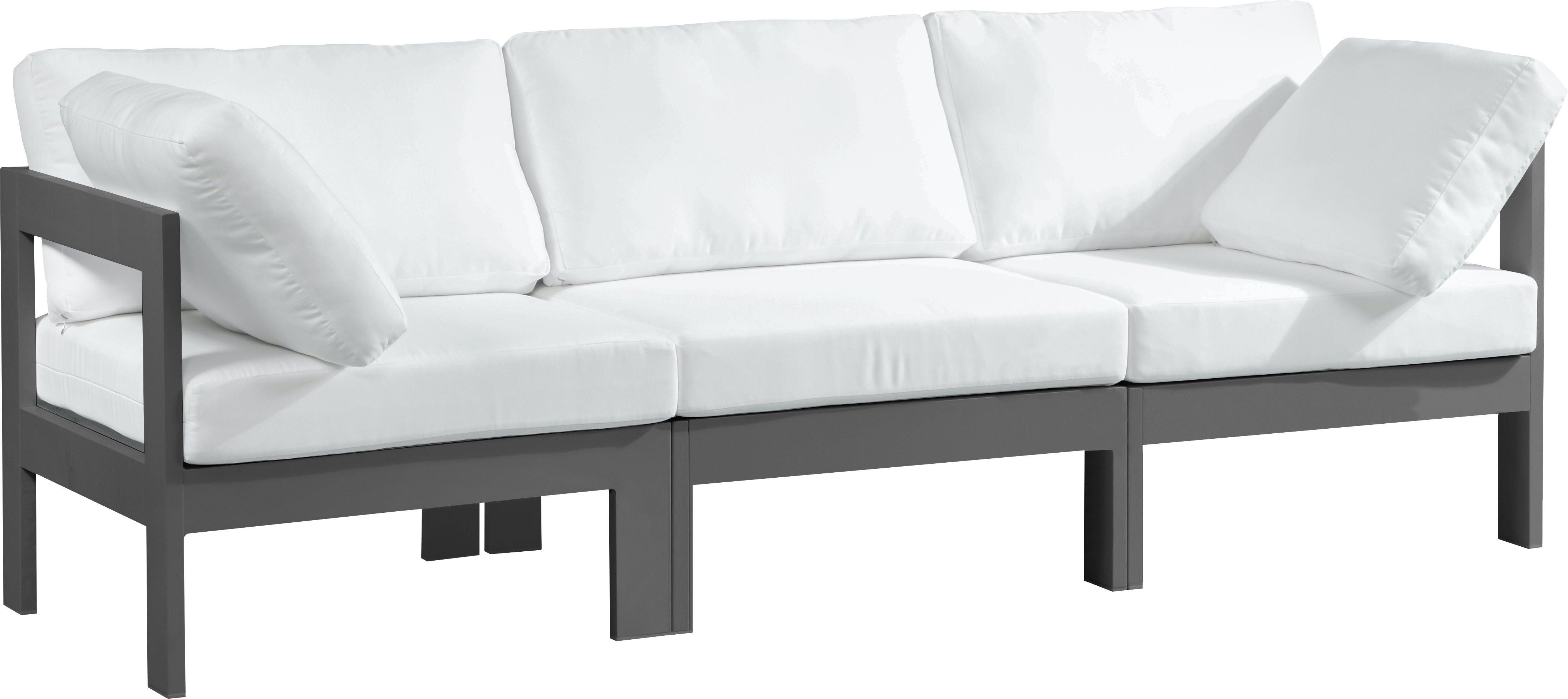 Meridian Furniture - Nizuc - Outdoor Patio Modular Sofa 3 Seats - White - 5th Avenue Furniture