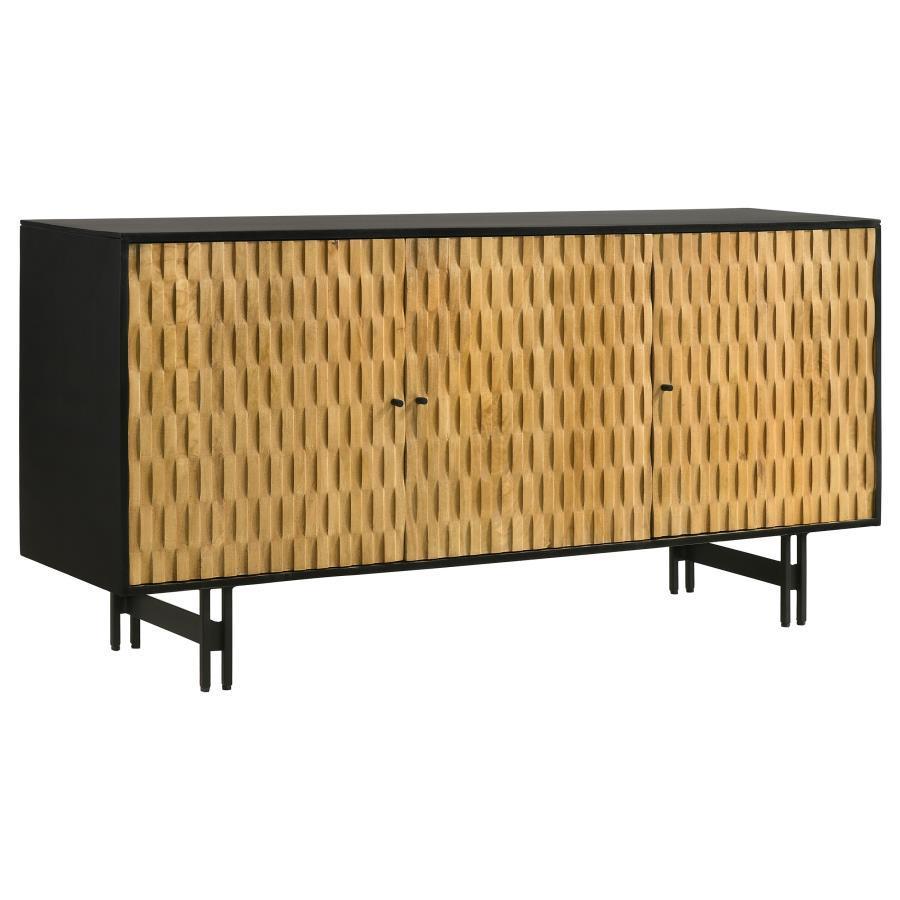 Coaster Fine Furniture - Aminah - 3-Door Wooden Accent Cabinet - Natural And Black - 5th Avenue Furniture