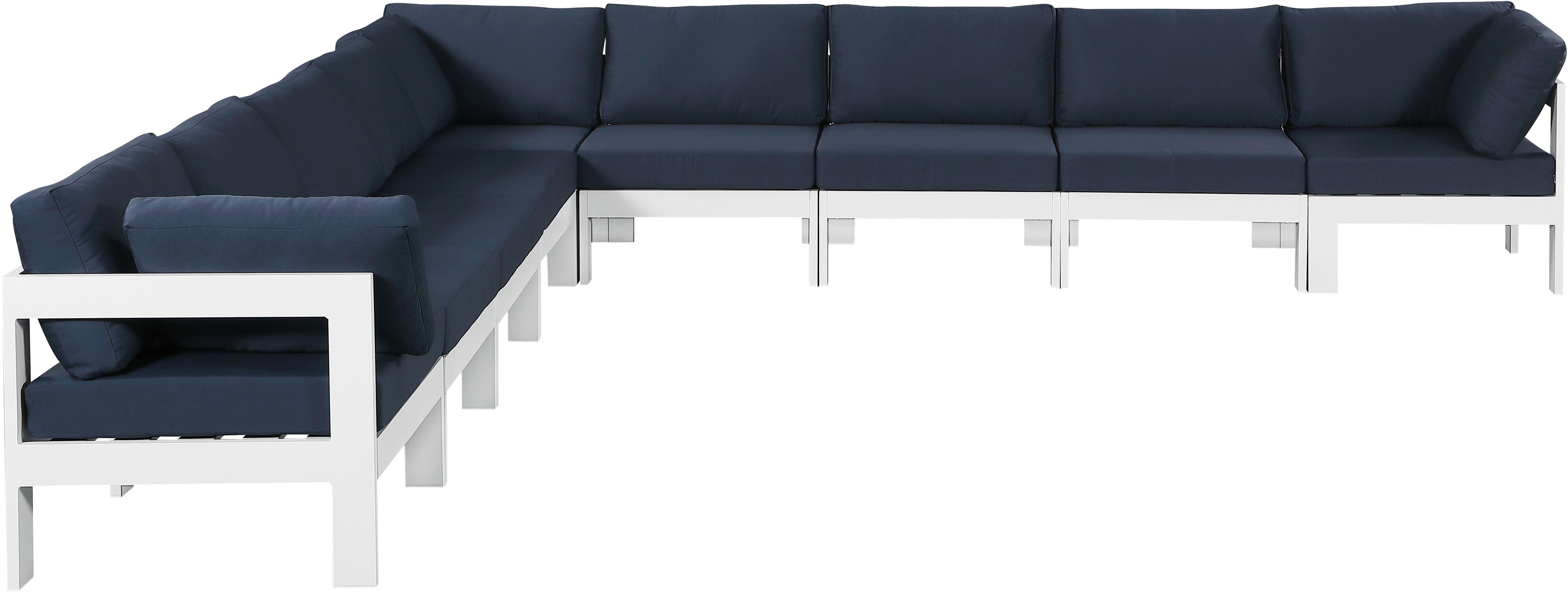 Meridian Furniture - Nizuc - Outdoor Patio Modular Sectional 9 Piece - Navy - 5th Avenue Furniture