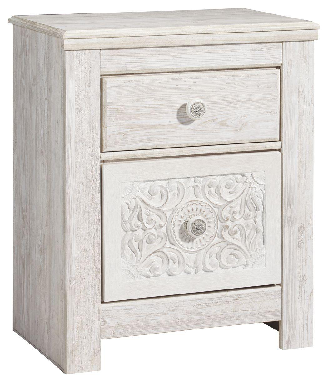 Ashley Furniture - Paxberry - Whitewash - Two Drawer Night Stand - 5th Avenue Furniture