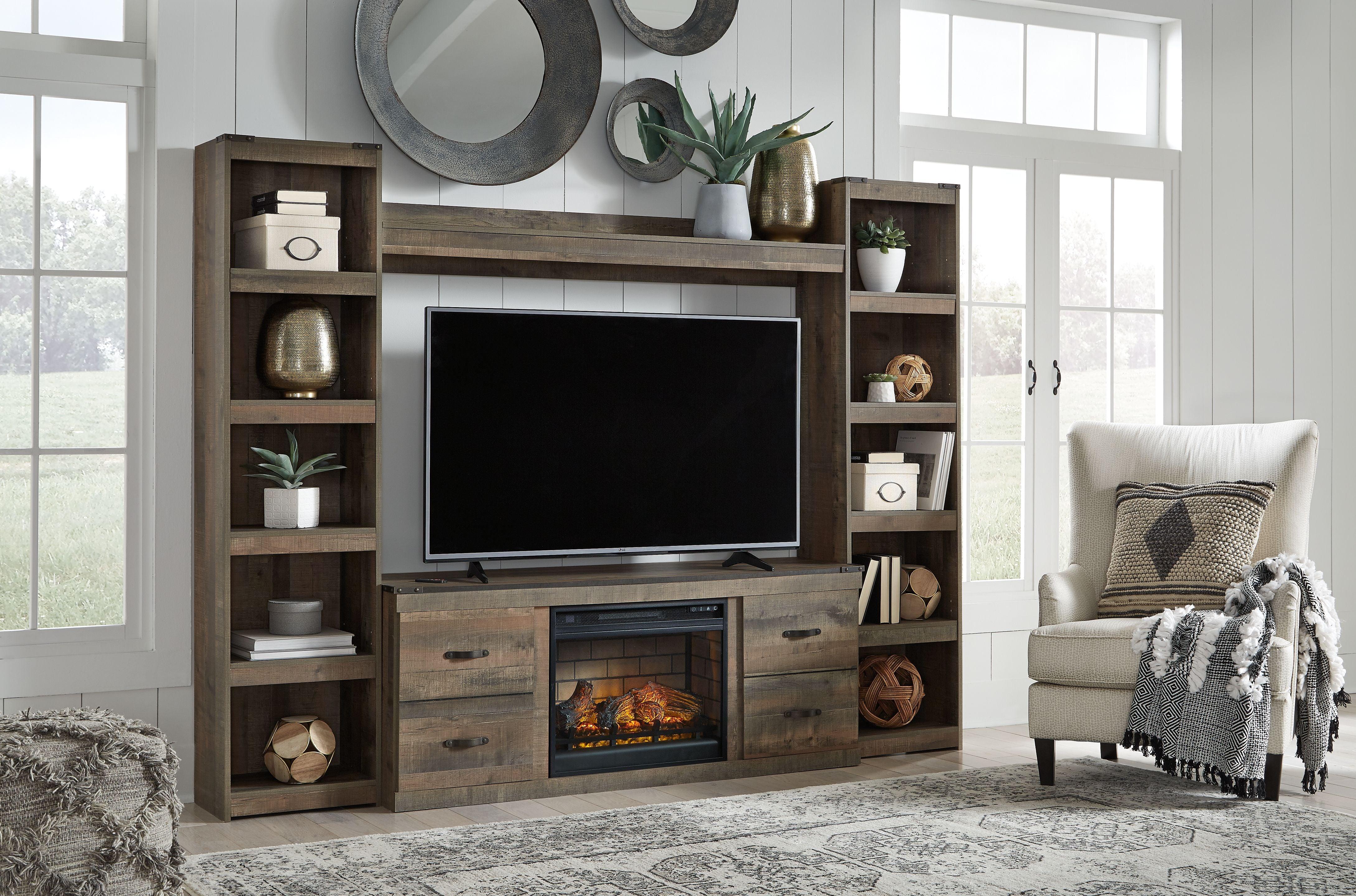 Signature Design by Ashley® - Trinell - 4-Piece Entertainment Center With 60" TV Stand - 5th Avenue Furniture