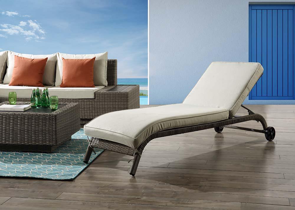 ACME - Salena - Patio Lounge Chair - Beige Fabric & Gray Finish - 13" - 5th Avenue Furniture